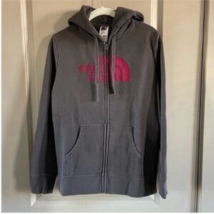 The North Face - gray zip-up sweatshirt with hood